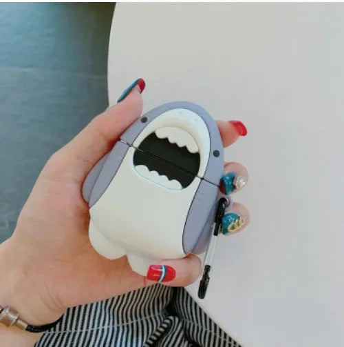 Shark design soft silicone protective case for Apple AirPods 1st and 2nd generation.