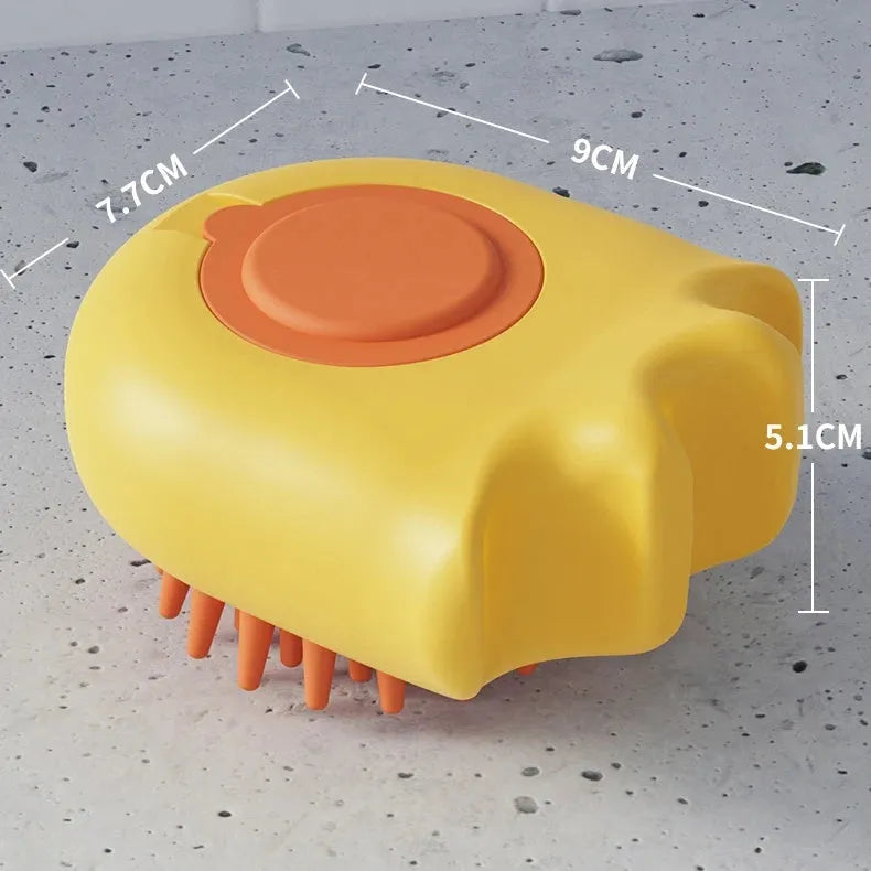 Plastic pet bath brush with shampoo box for dogs and cats, blue orange yellow colour options