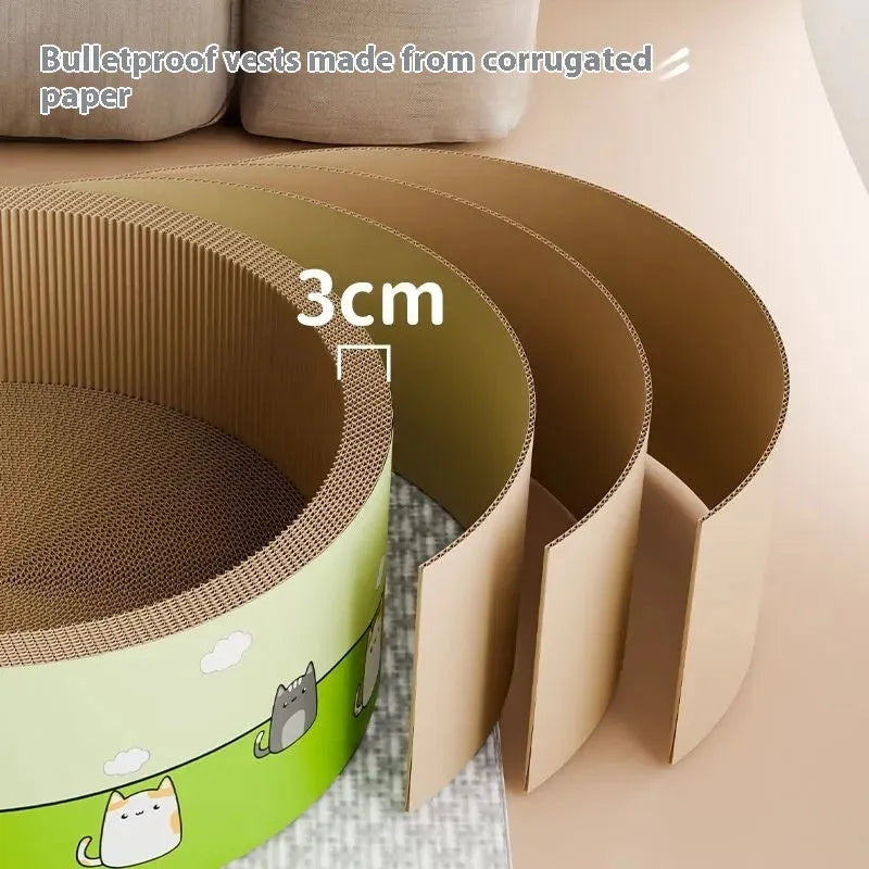 Large round deepening design cat scratch board made from corrugated paper