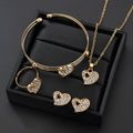 Gold-colour alloy jewellery set with love, water drop and bell patterns including earrings, decorative items and hand ornaments