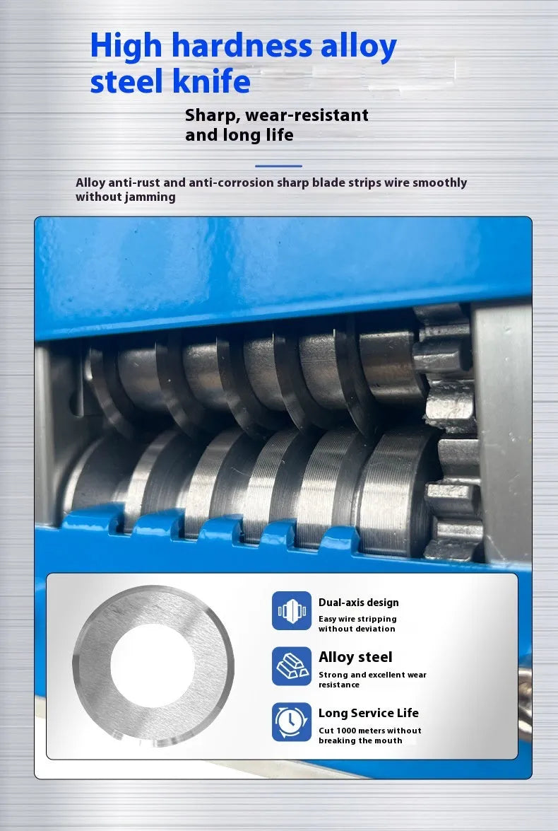 SD-017 manual wire stripping machine showing adjustable mechanism for 0.5-17mm diameter cables