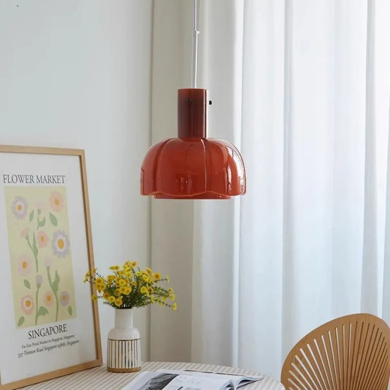 Medieval-style glass bud pendant chandelier with a retro design for ceiling installation.