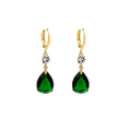 Emerald green geometric teardrop drop earrings in alloy metal