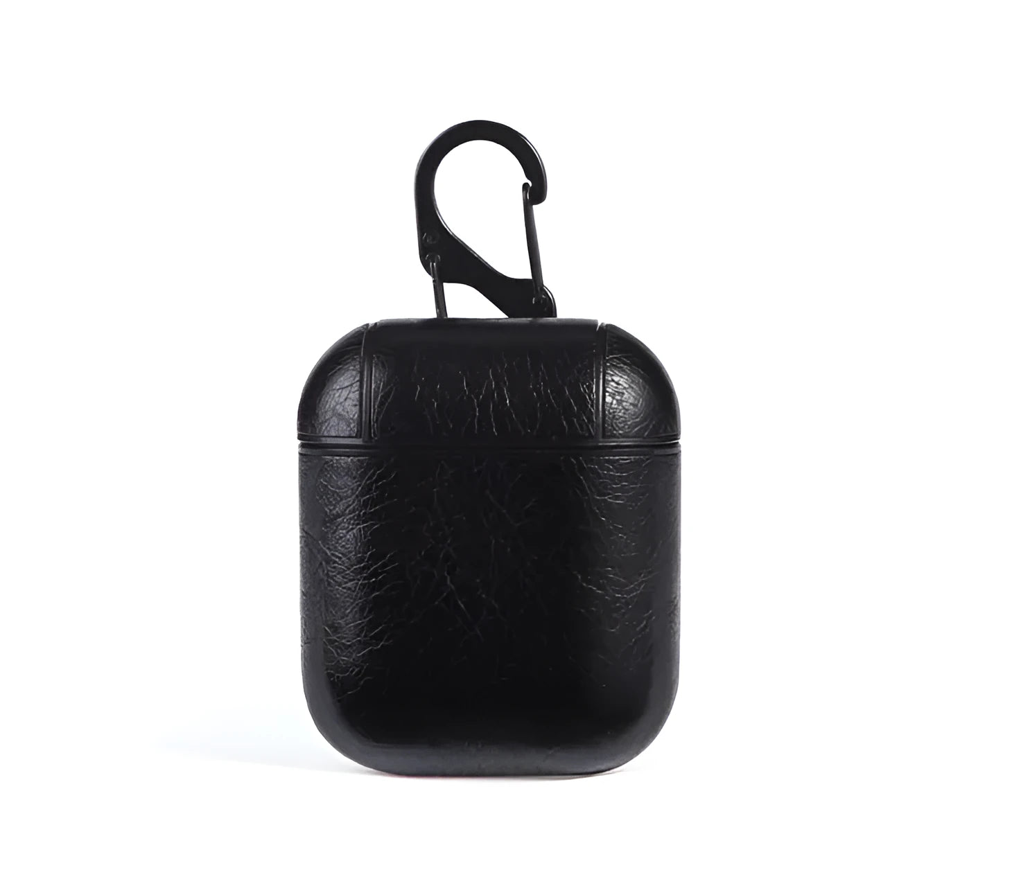 Genuine leather protective pouch for Apple Airpods charging case in black, brown, light brown, and red colours.