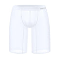 Men's seamless knit nylon home shorts in black, shown flat.
