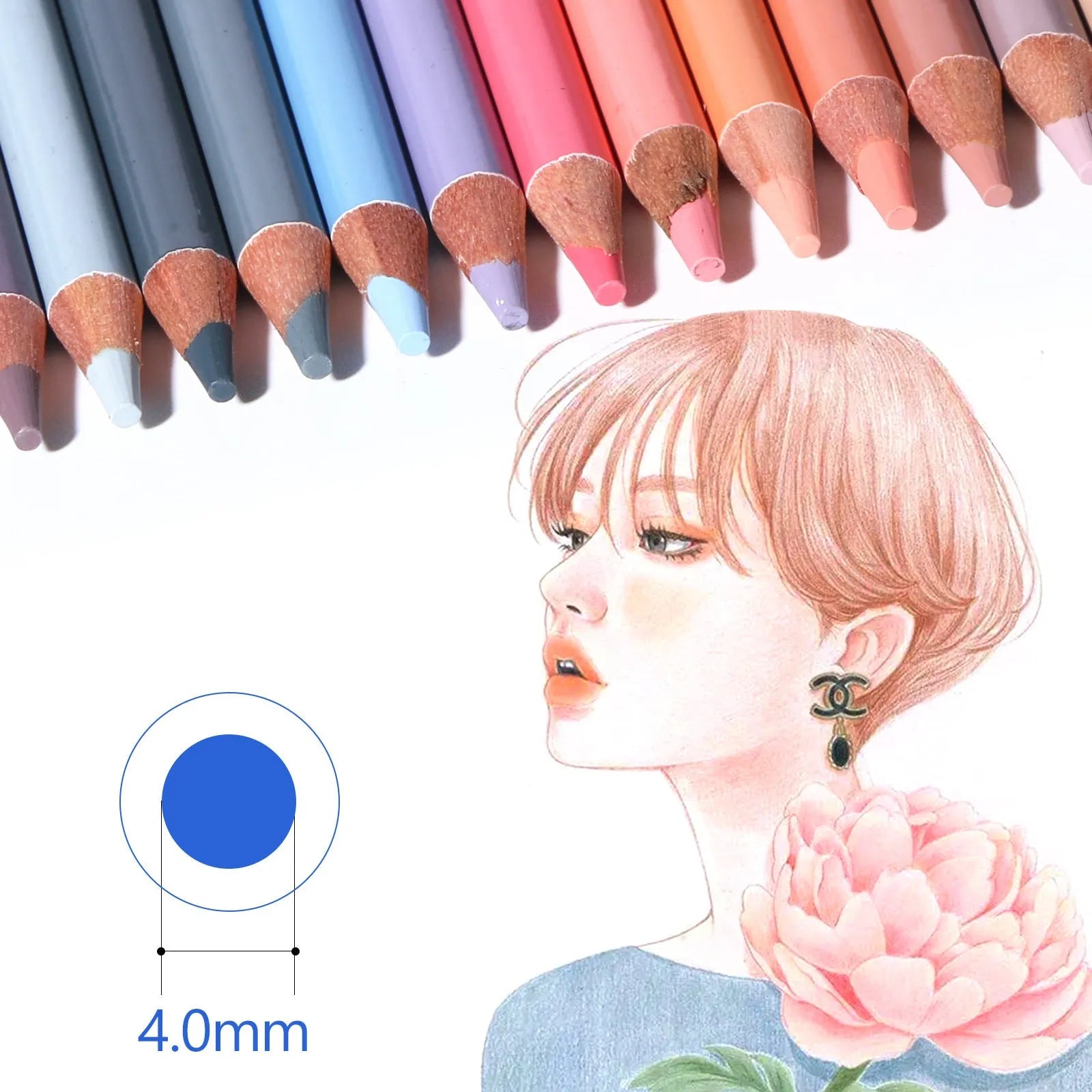 24 skin colour pencils in round metal tin case for portrait drawing artwork