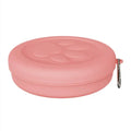 Portable outdoor dog food and water bowl with snack compartment in light green and pink colour options