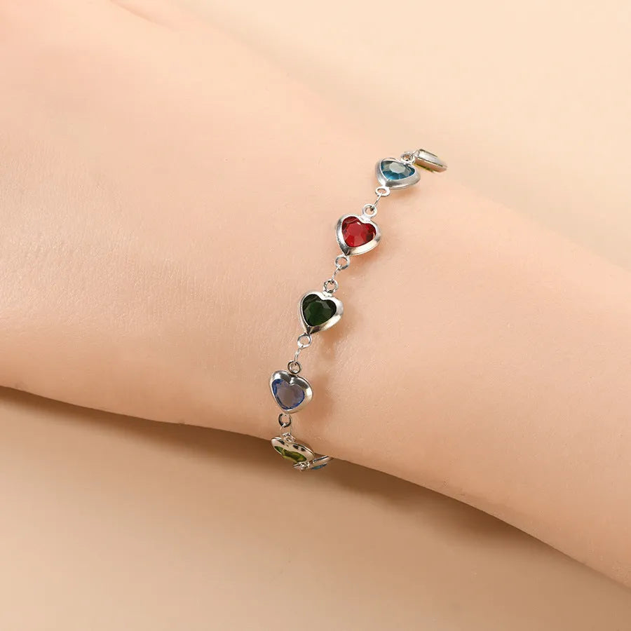 Geometric heart bracelet with colourful electroplated finish on stainless steel, unisex design