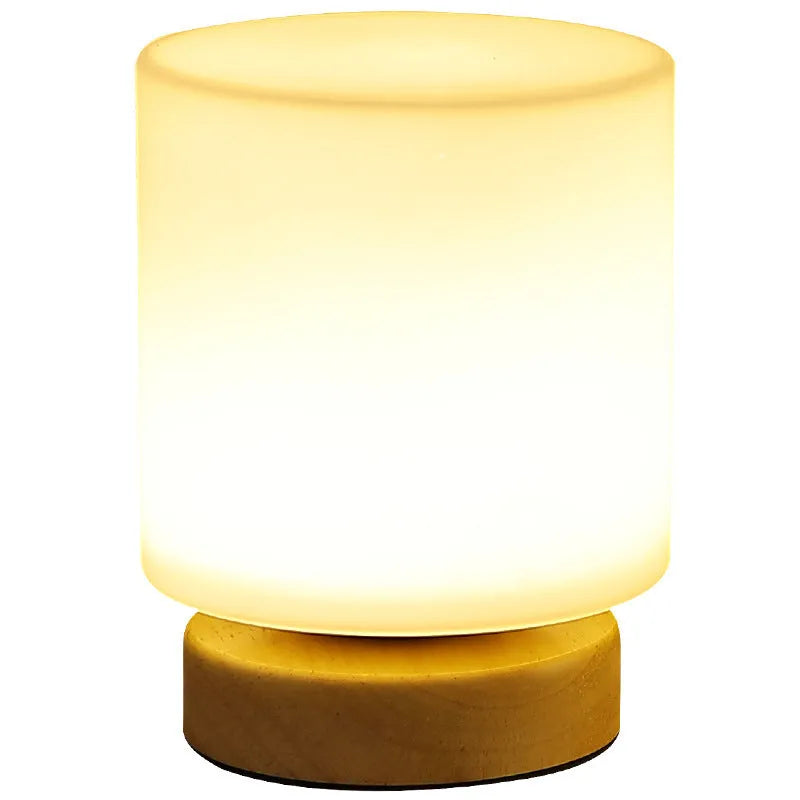 Nordic solid wood USB table lamp with touch dimming in flower shape design for bedroom