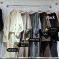 Women's knit three-piece set showing cardigan, vest, and casual pants in loose Japanese Korean style