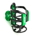 Modified black water bottle cage for Honda X-ADV scooter on handlebars.