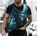 Retro 3D animal print men's short-sleeved T-shirt in lightweight polyester bird eye cloth