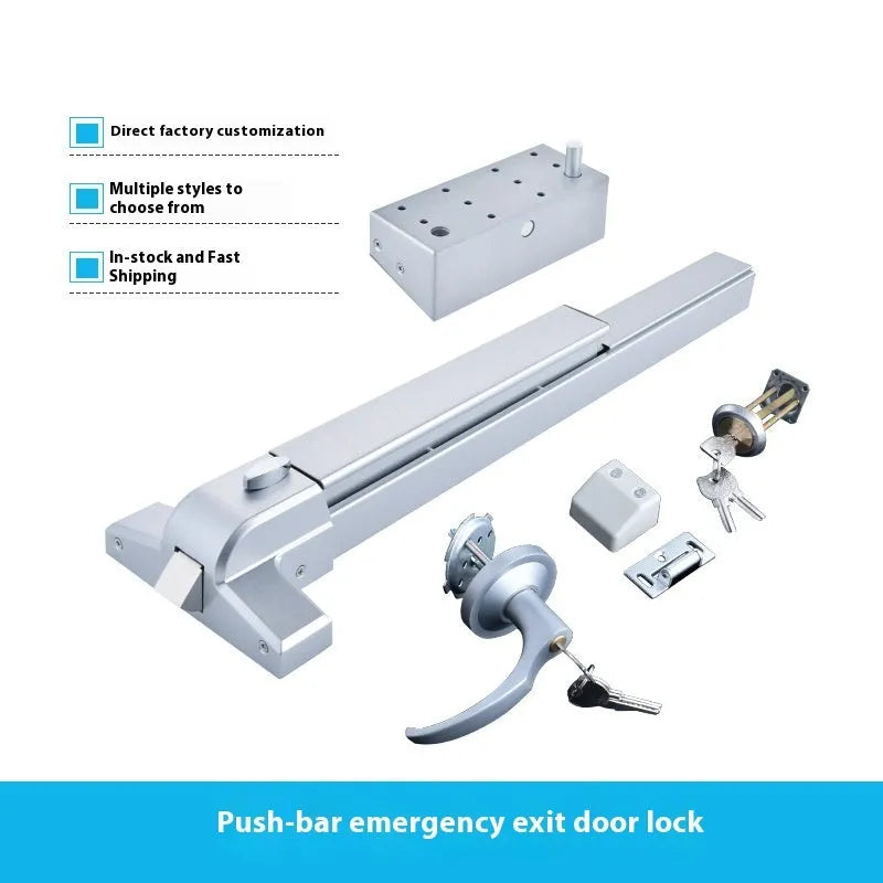 Stainless steel fireproof push lock with external handle for 65cm single doors