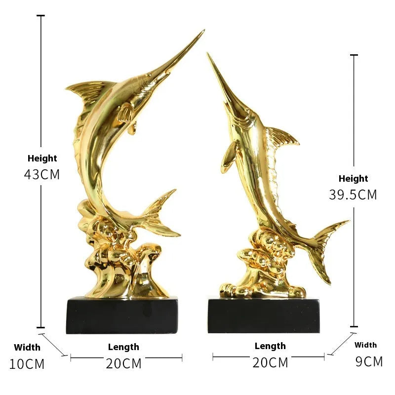 European style decorative swordfish ornament in resin and plastic available in multiple colours.