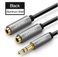 Replacement 3.5mm audio cable for earphone 1 and 2 models in black, 20cm long with gold-plated connectors