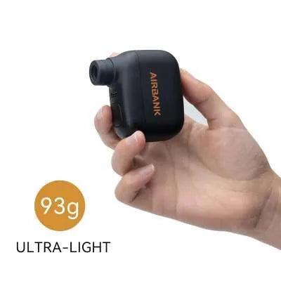 Black AS100 mini electric bicycle inflation pump with USB charging cable