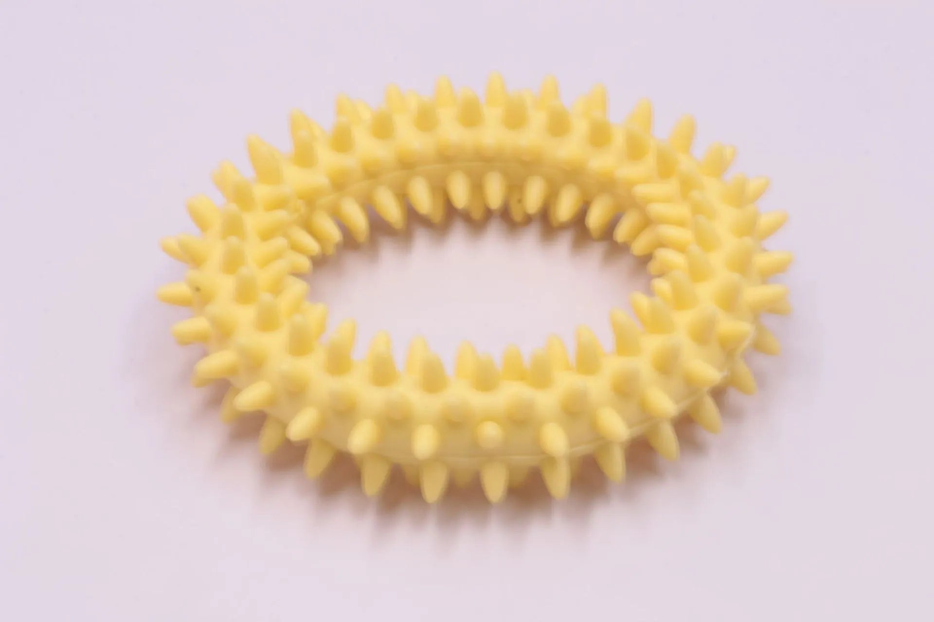 Blue TPR spiky circle ring dog chew toy for dental cleaning and bite training.