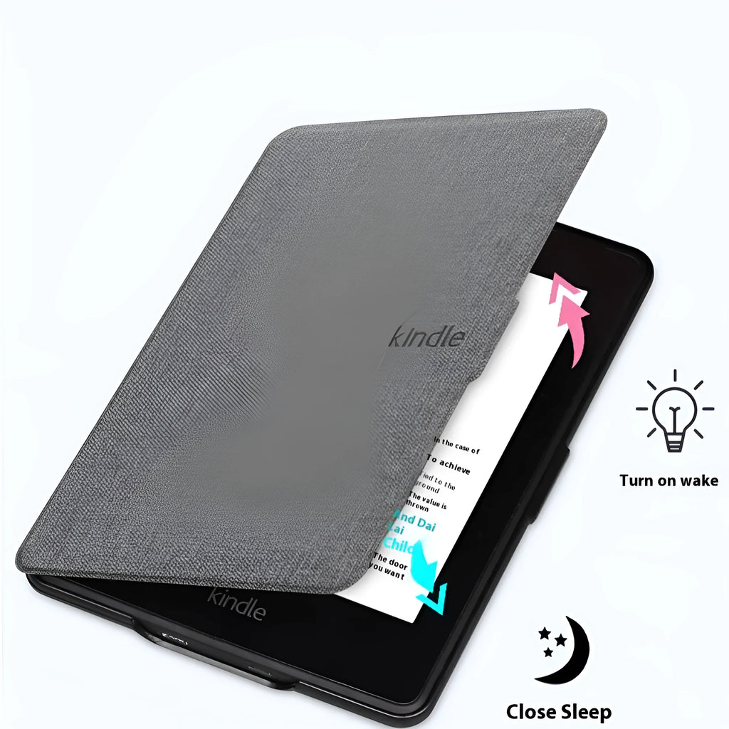 Hard plastic leather-style protective case for Kindle Paperwhite with magnetic closure in multiple colours.