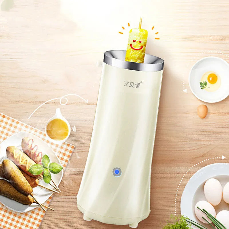 Beige mini breakfast machine with compact design for automatic food preparation