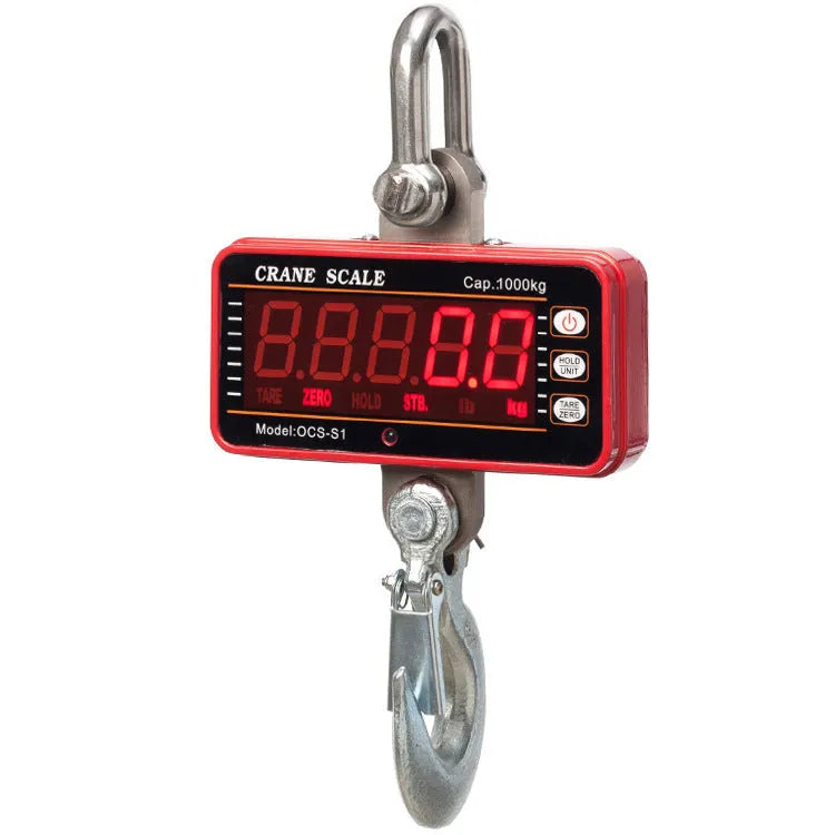 Orange electronic crane scale with digital display for industrial weighing applications