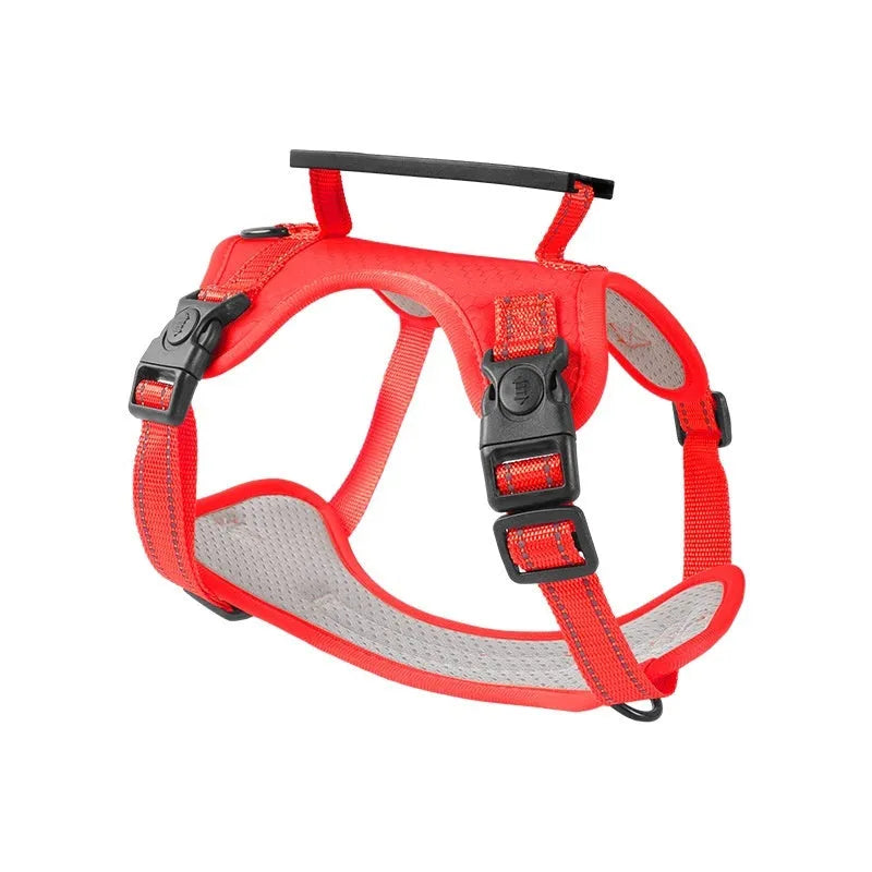 Polyester dog harness in multiple colours with chest attachment for secure walking control
