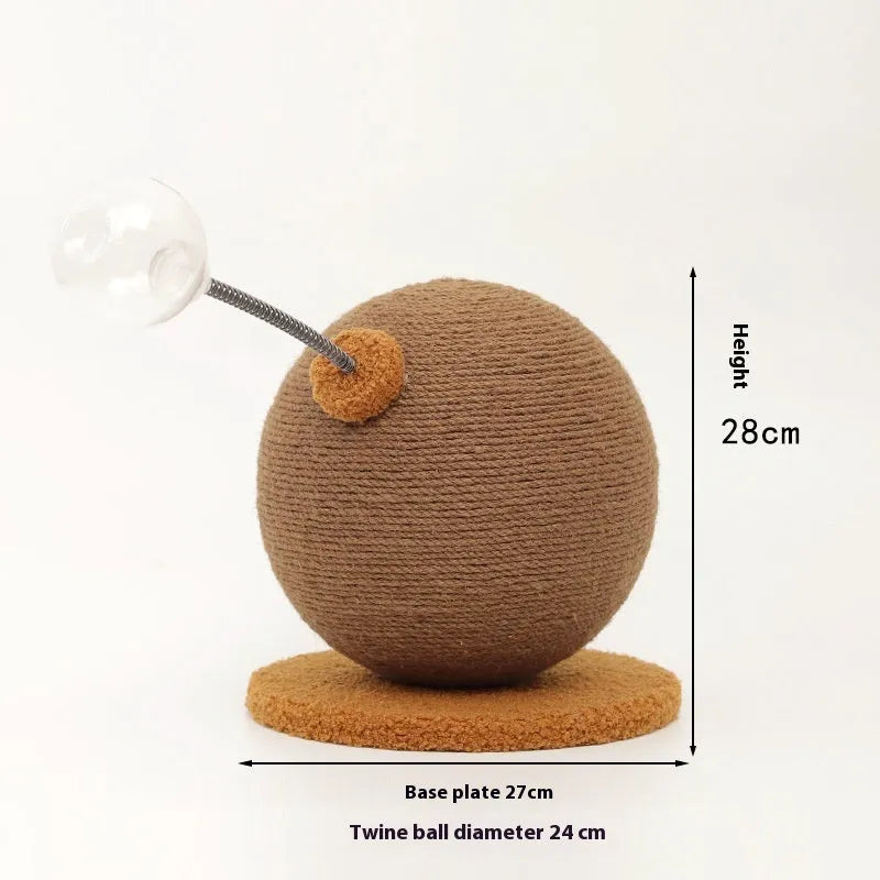 Hemp rope cat scratching board with anti-scratch design and self-hi relieving tumbler feature