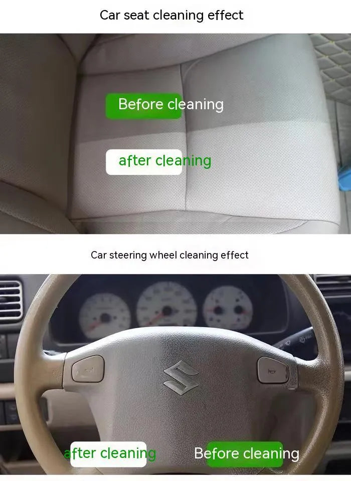Wash free fabric roof foam cleaner bottle with towel and sponge wipes for ultrasonic ceiling cleaning.