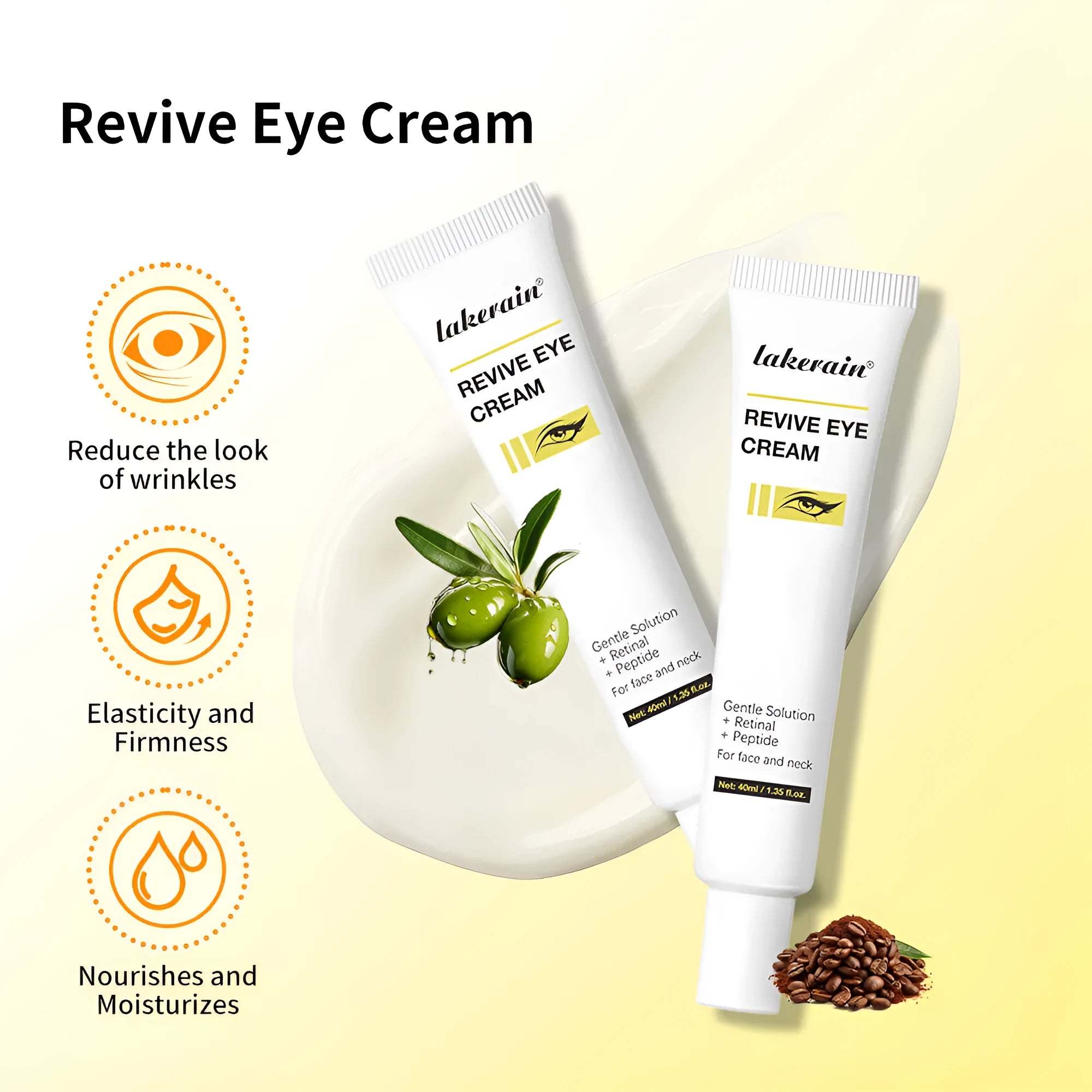 40ml jar of retinol eye cream for dark circles and fine lines
