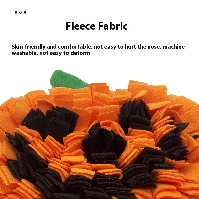 Pumpkin-shaped woollen pet smell mat for dogs with slow feeding and scent training functions