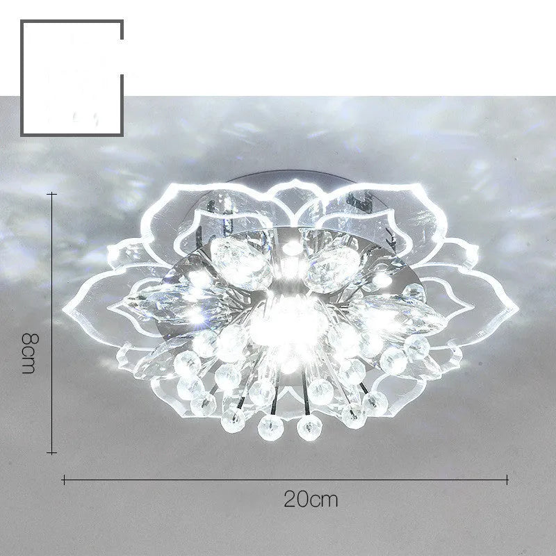 Modern crystal and acrylic ceiling lamp with flower-shaped shade in concealed and exposed installation styles