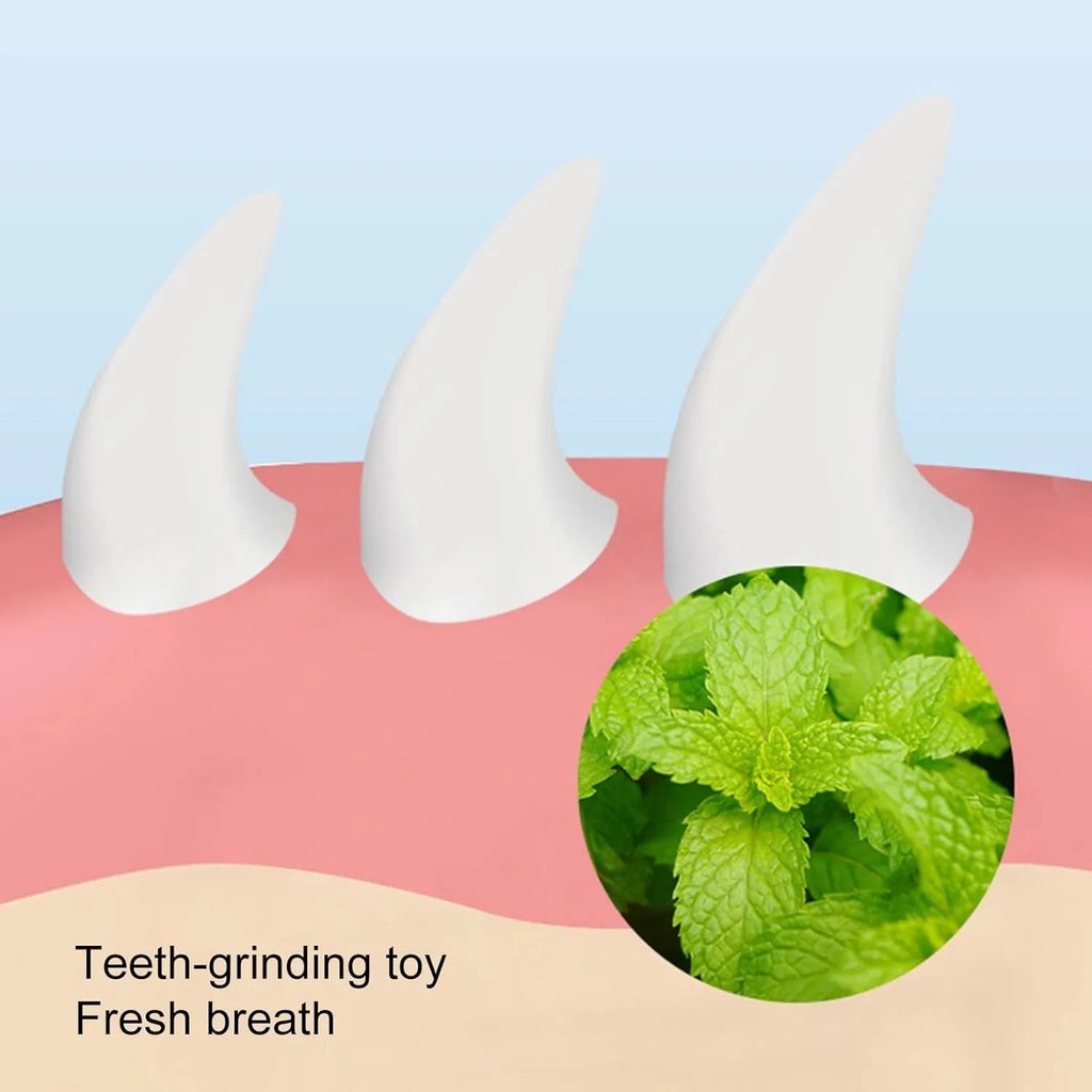 Blue carrot-shaped catnip toy with self-adhesive sticker for wall mounting and cat dental cleaning