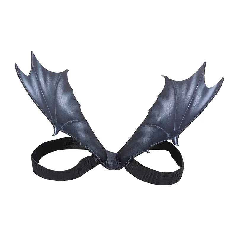 Black cloth bat wing Halloween costume for a dog or cat on a white background