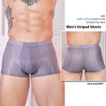 Men's striped transparent underwear in black, dark grey and white colours