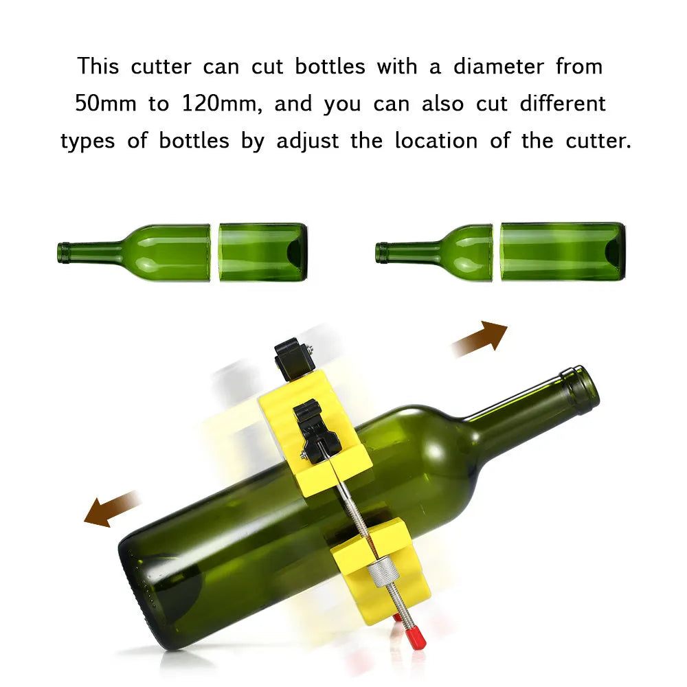 Yellow adjustable bottle cutter tool for cutting glass bottles in DIY projects
