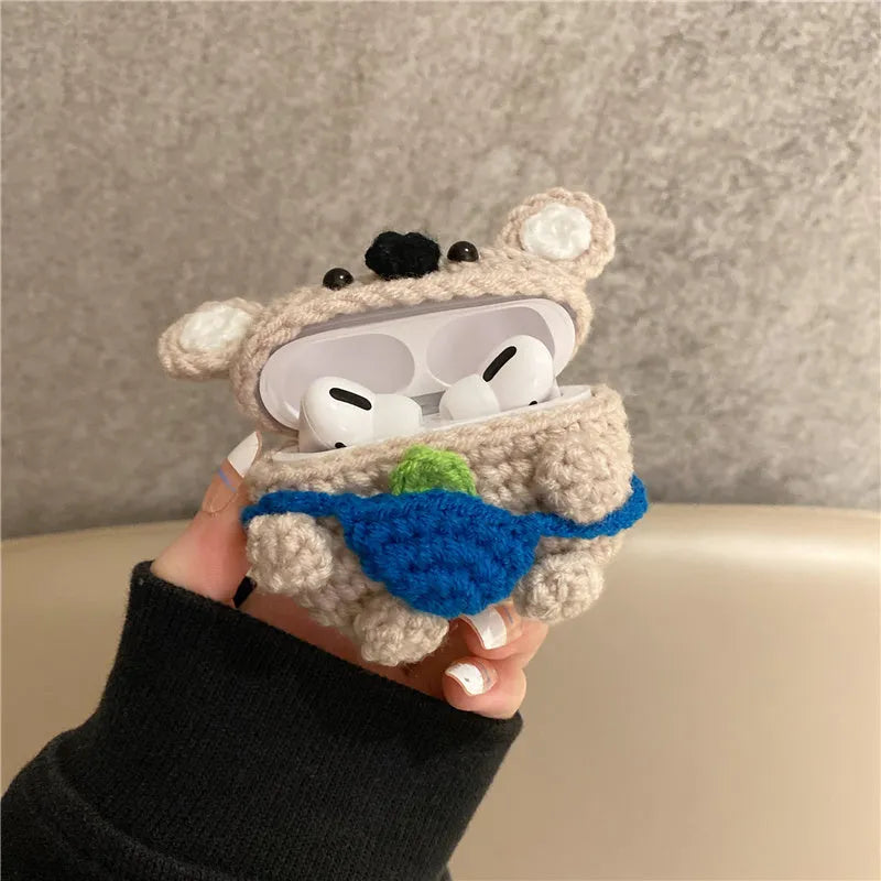 Handmade knitted koala bear backpack protective sleeve for Apple AirPods earbuds