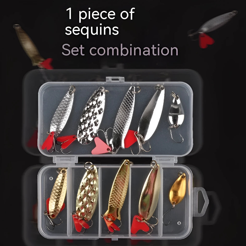 Pineapple sequin fishing lure box with metal sequin packages for iron false bait customisation