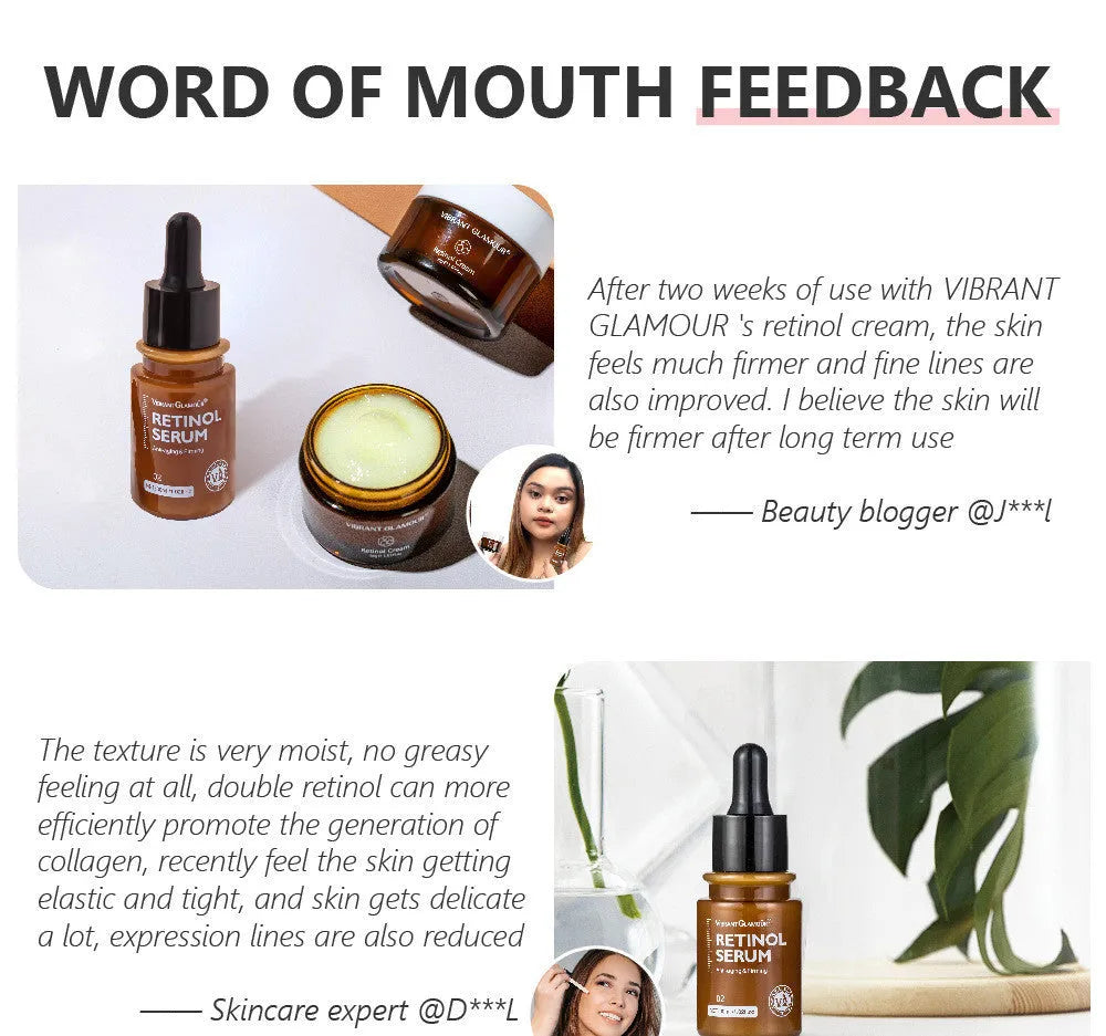 30ml retinol facial serum bottle for reducing fine lines and dry skin