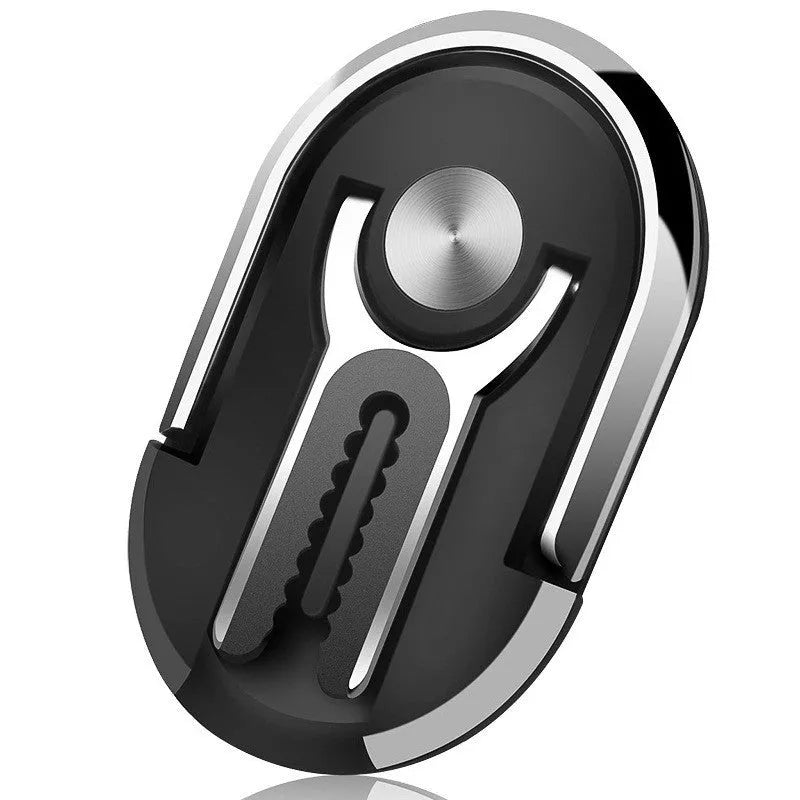 Universal car phone holder mounted on a dashboard, showing a smartphone securely clipped in and angled for viewing.