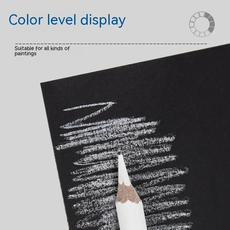 Set of three white charcoal pencils with wooden barrels for highlighting and sketching