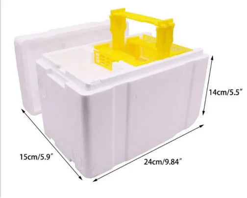 Three white EPS foam mini delivery boxes for beehive bee breeding tool set.