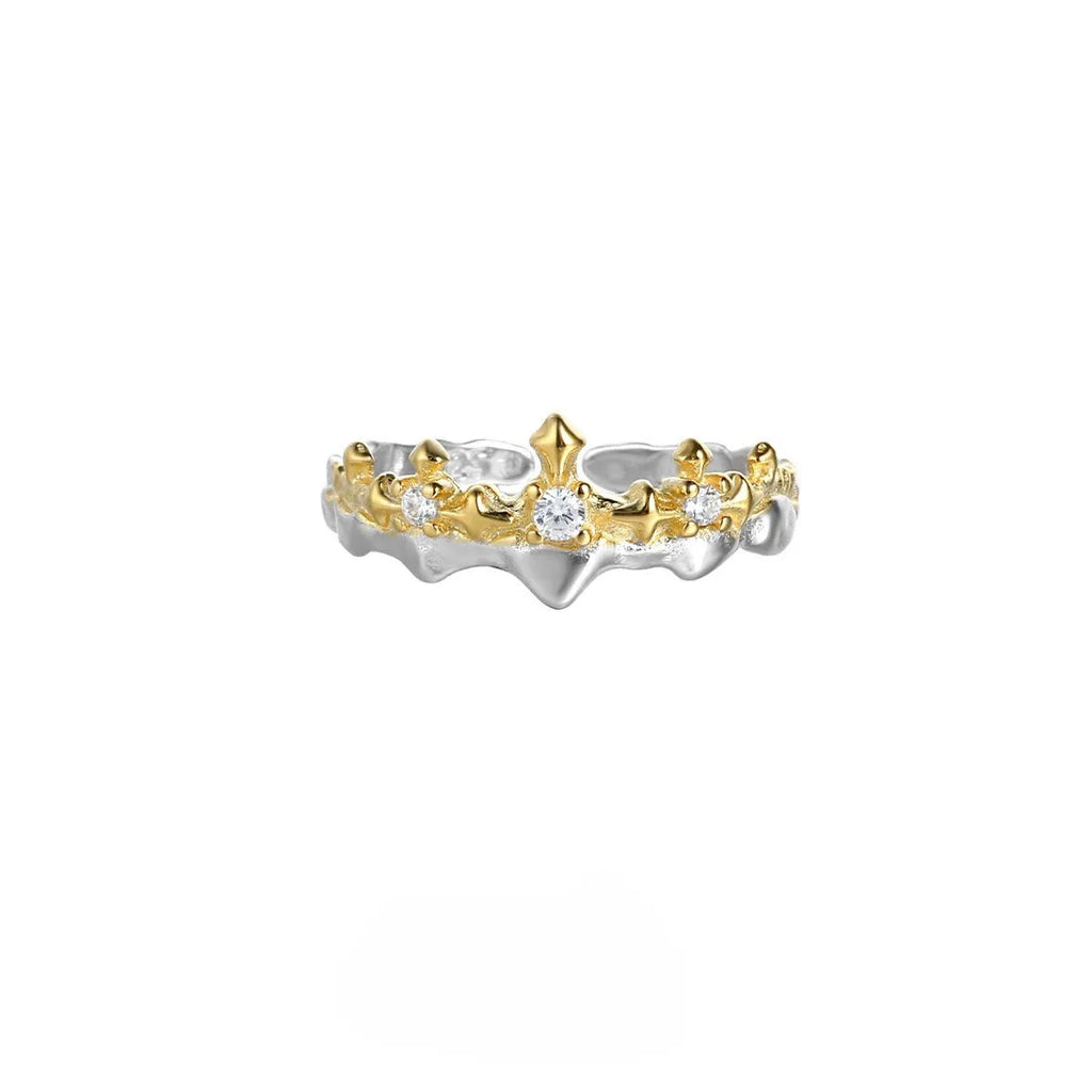 Princess Knight adjustable silver couple ring in white gold or black gold colour
