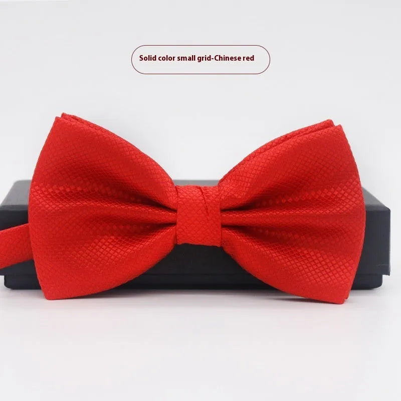 Solid colour flat head polyester bow tie for formal wear and weddings