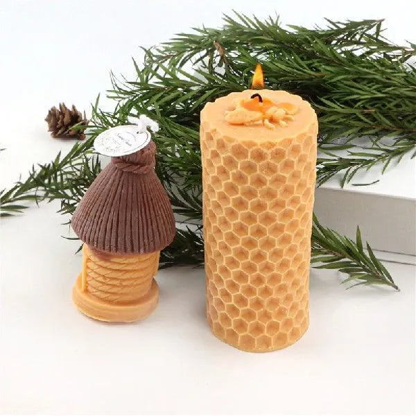 3D honeycomb silicone candle mold in white, irregular shape for DIY scented candles