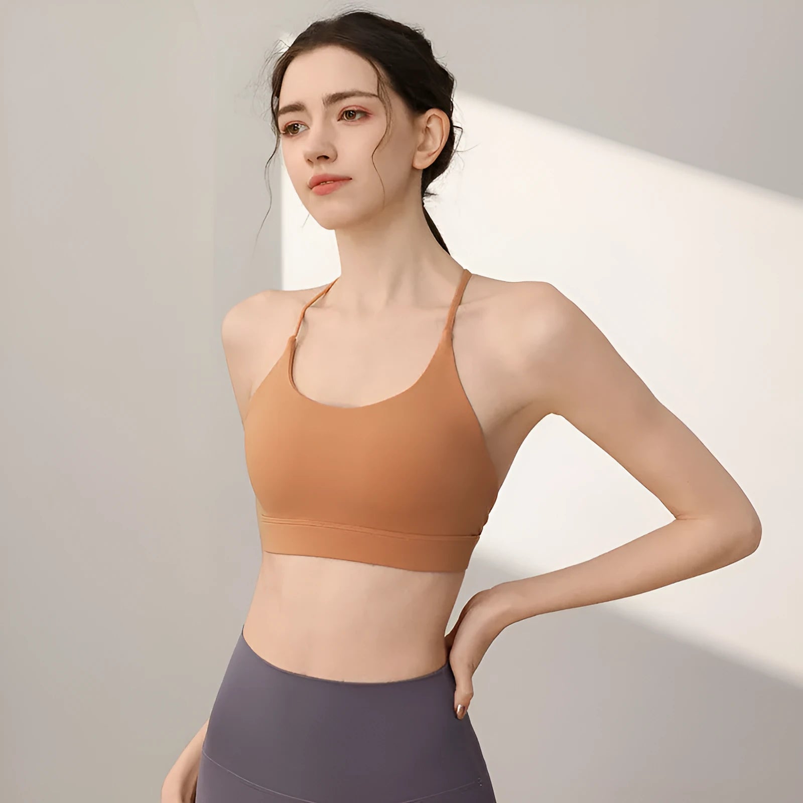 Women's nylon sports vest with double shoulder straps in multiple colour options