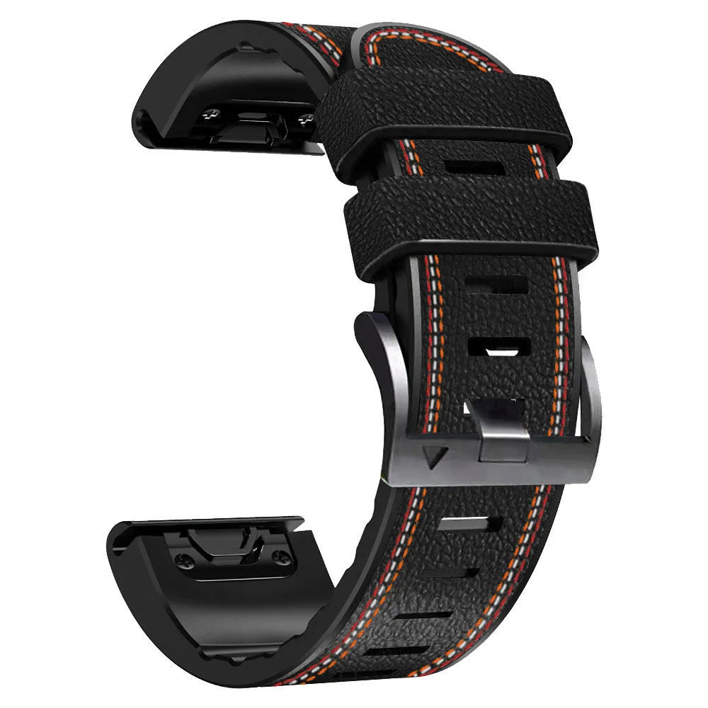 Silicone leather quick release watchband for Garmin Fenix smartwatches in four colour options