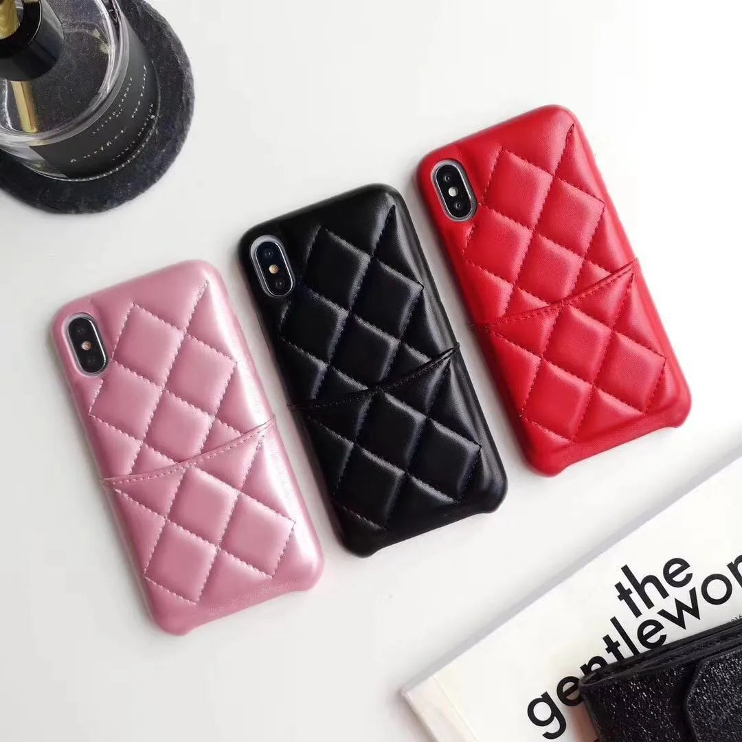Leather mobile phone case for iPhone XS Max in black, pink and red colours