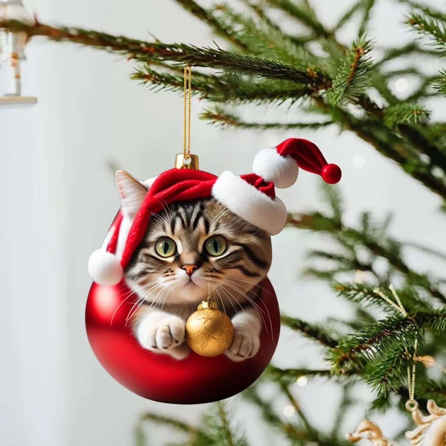 Colourful cartoon kitty car hanging ornament made of clear acrylic for Christmas interior decoration.