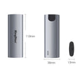 Grey rectangular mobile SSD portable hard drive for direct phone connection.