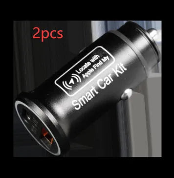 Black ABS plastic car charger GPS tracking device for plug-in vehicle location monitoring.