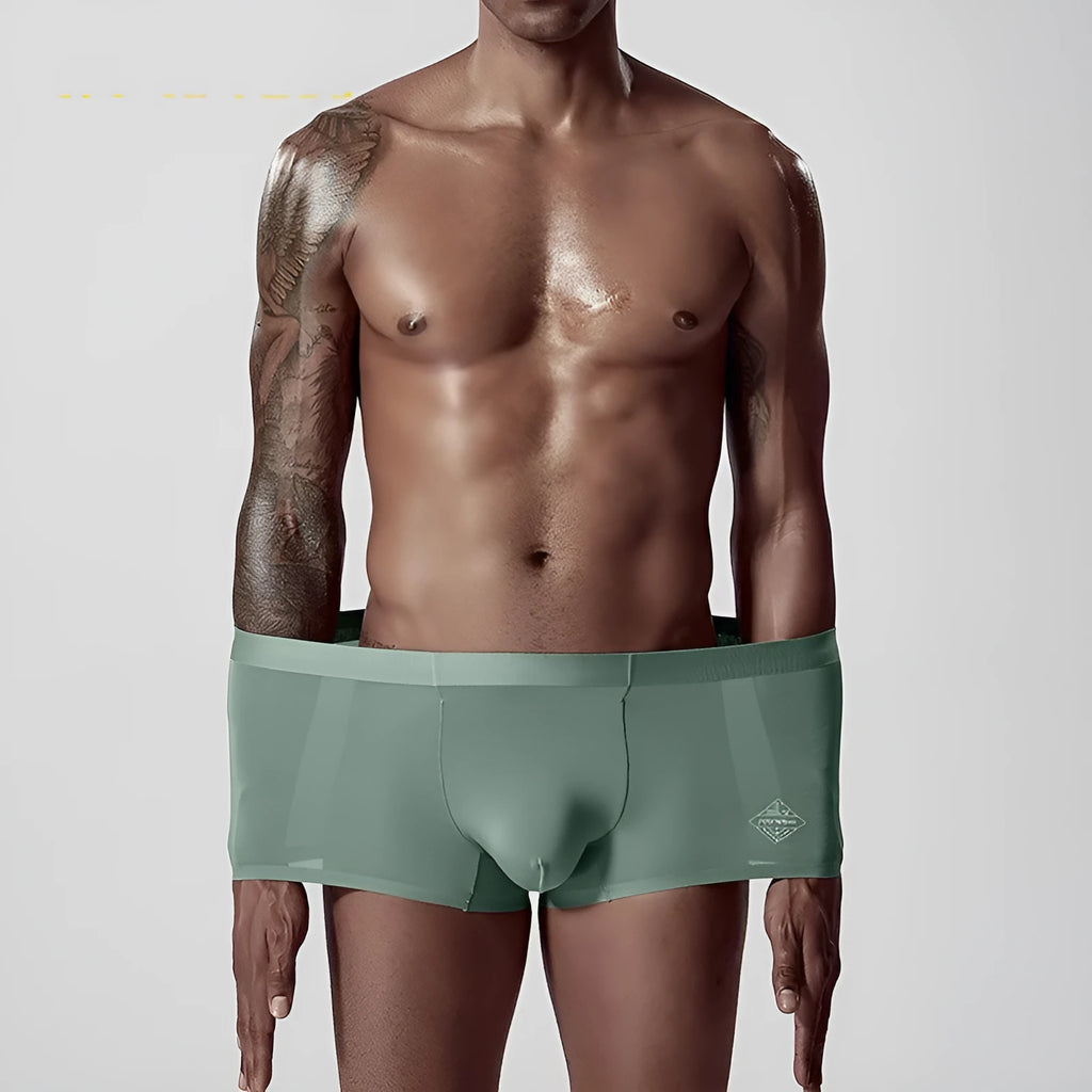 Seamless modal men's underwear in white pink green colours mid waist fit
